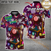 Maxcorners Billiards Shirt Neon 8-Ball Arcade Glow Style Multicolor Options Personalized Name, Team Name 3D Shirt (4 Colors)