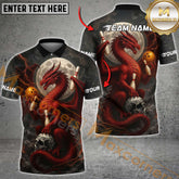 Maxcorners Bowling Shirt Moonlight Blue Dragon Skull Style Multicolor Options Personalized Name, Team Name 3D Shirt (4 Colors)