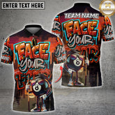 Maxcorners Billiards Shirt Graffiti Street Art 8 Ball Face Your Fear Style Multicolor Options Personalized Name, Team Name Unisex 3D Shirt (4 Colors)
