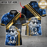 Maxcorners Golf Shirt Cartoon Golf Ball Fire Flames Golden Line Style Multicolor Options Personalized Name, Team Name Unisex 3D Shirt (4 Colors)