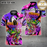 Maxcorners Crazy Frog Bowling Cartoon Character Multicolor Options Personalized Name, Team Name 3D Shirt (4 Colors)