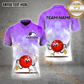 Maxcorners Bowling Shirt Cute Running Ball Multicolor Options Personalized Name, Team Name 3D Shirt (4 Colors)