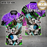 Maxcorners Bowling Shirt Panda Wild Cartoon Art Multicolor Options Personalized Name, Team Name 3D Shirt (4 Colors)