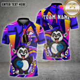 Maxcorners Bowling Shirt Panda Cute Angry Graffiti Multicolor Options Personalized Name, Team Name 3D Shirt (4 Colors)