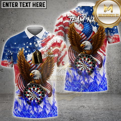 Maxcorners Eagle American Flag Dartboard Flame Personalized Name, Team Name 3D Shirt