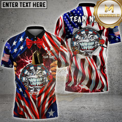 Maxcorners Angry Dartboard Character Lightning American Flag Personalized Name, Team Name 3D Shirt
