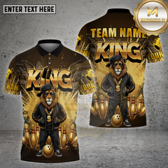 Maxcorners Bowling Shirt Lion King Streetwear Gold Crown Multioptions Personalized Name, Team Name Unisex 3D Shirt