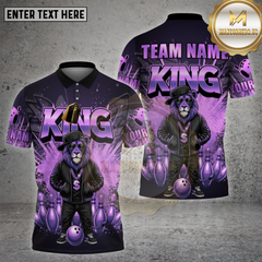 Maxcorners Bowling Shirt Lion King Streetwear Gold Crown Multioptions Personalized Name, Team Name Unisex 3D Shirt