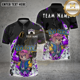 Maxcorners Bowling Shirt Too Cool Bear Cartoon Graffiti Multioptions Personalized Name, Team Name Unisex 3D Shirt