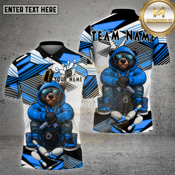 Maxcorners Bowling Shirt Bear Streetwear White Multioptions Personalized Name, Team Name Unisex 3D Shirt