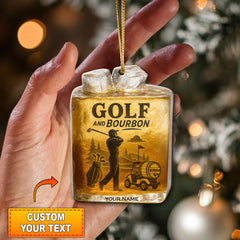 Maxcorners Golf And Bourbon Ornament, Golf Ornament Christmas Gift, Golf Decor For Golfer