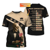 Personalized Name Skeleton Playing Poker Shirts, Funny Poker T-Shirt, Men’s Poker Polos