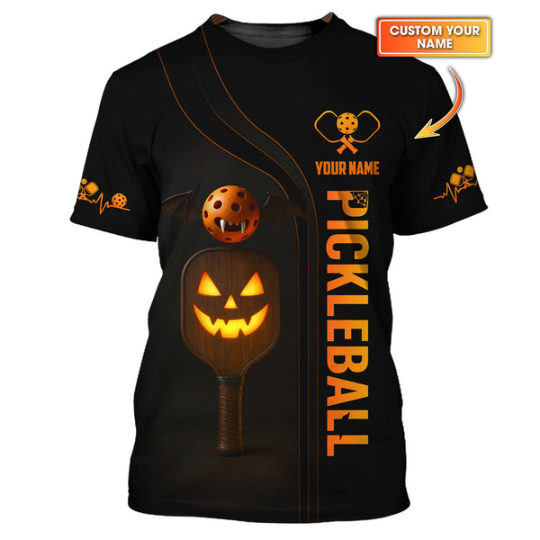 Maxcorners Custom Name Halloween Pickleball Shirt, Funny Pickleball T-Shirts, Gift For Pickleball Lovers LM0509