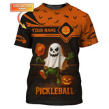 Maxcorners Custom Name Funny Pickleball Shirts, Ghost Pickleball Polos, Halloween Pickleball Shirt For Players LM0509