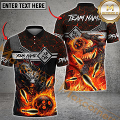 Maxcorners Bowling Fire Dragon Multicolor Customized Name, Team Name 3D Shirts