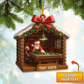 Maxcorners Personalized Santa Playing Billiards Ornament, Custom Pool Table Christmas Ornament, Gift For Billiards Lover