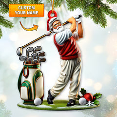 Maxcorners Custom Name Golf Santa Ornament, Golf Lover Christmas Gifts 2D Flat LM2211