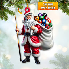 Maxcorners Custom Name Billiard Santa Ornament, Billiard Lover Christmas Gift 2D Flat LM2111