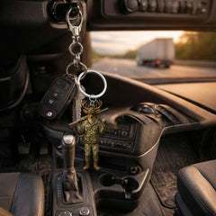 Maxcorners Personalized Camo Deer Hunter Attitude Hunting Acrylic Christmas Ornament And Keychain Custom Gift For Hunters 2D Flat