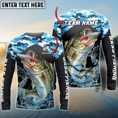 Maxcorners Bass Fishing Blue Camo Pattern Sport Jersey Personalized Name And Team Name Hoodie