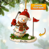 Maxcorners Personalized Snowman Golf Ornament, Custom Name Golfer Christmas Ornament, Funny Golf Decor Gift For Men, Holiday Snowman Tree Decoration MT1611