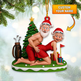 Maxcorners Personalized Santa Claus Golf Ornament – Custom Name Golfer Christmas Ornament, Funny Golf Decor Gift for Couples, Santa Claus Christmas Decoration for Tree MT1611