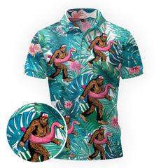 Maxcorners Tropical Flamingo Float Foot Golf Polo Shirt