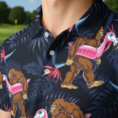 Maxcorners Flamingo Bigfoot Nighmode Golf Polo Shirt