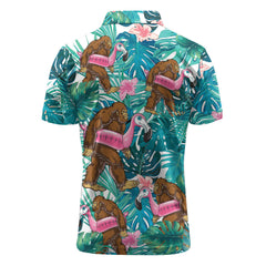 Maxcorners Flamingo Tropical Bigfoot Mode Golf Polo Shirt
