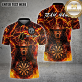 Maxcorners Darts Shirt Fiery Bear King Multicolor Options Personalized Name, Team Name Unisex 3D Shirt (4 Colors)