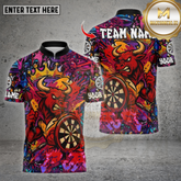 Maxcorners Darts Shirt Angry Bull Graffiti Crown Multicolor Options Personalized Name, Team Name Unisex 3D Shirt (4 Colors)