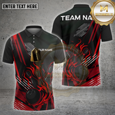 Maxcorners Bowling Shirt Flame Strike Minimalist Black Multicolor Options Personalized Name, Team Name 3D Shirt (4 Colors)