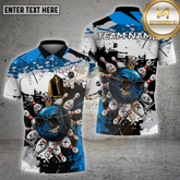 Maxcorners Bowling Shirt King Strike Cool Crown Multicolor Options Personalized Name, Team Name 3D Shirt (4 Colors)