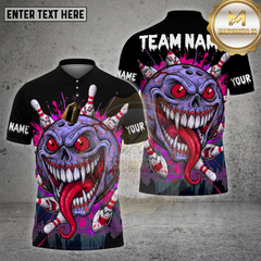 Maxcorners Bowling Shirt Crazy Cartoon Skull Ball Multioptions Personalized Name, Team Name Unisex 3D Shirt (4 Colors)