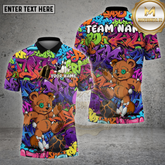 Maxcorners Bowling Shirt Graffiti Kicking Bear Multioptions Personalized Name, Team Name Unisex 3D Shirt (4 Colors)