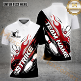 Maxcorners Bowling Ball Flame Strike Multicolor Options Personalized Name, Team Name 3D Shirt (4 Colors)