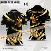 Maxcorners Bowling & Pins Ultimate Golden Premium Pattern Multicolor Option Customized Name, Team Name 3D Polo Shirt (4 Colors)