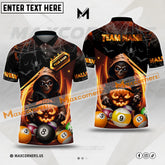 Maxcorners Billiards 8 Ball Skull Halloween Pattern Luxury Multicolor Options Personalized Name, Team Name 3D Polo Shirt (4 Colors)