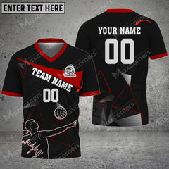 Maxcorners Volleyball Color Options Personalized Name 3D V-neck T-Shirt