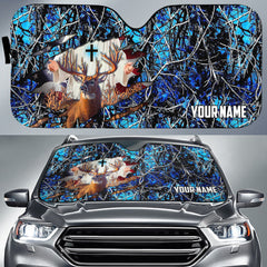 Maxcorners Colorful God America Hunting Deer Personalized Custom Name Car Auto Sun Shade