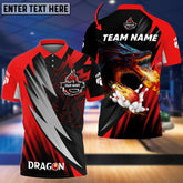 Maxcorner Bowling Ball & Pins Dragon Flame Multicolor Option Customized Name 3D Shirt (5 Colors)