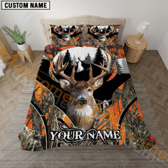 Maxcorners Custom Name Deer Hunting Couple Deer Camo Pattern Bedding Set 3D All Over Printed (4 colors)