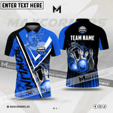 Maxcorners Bowling & Pins Angry Bowling Ball Multicolor Option Customized Name, Team Name 3D Polo Shirt (4 Colors) 04