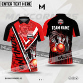 Maxcorners Bowling & Pins Angry Bowling Ball Multicolor Option Customized Name, Team Name 3D Polo Shirt (4 Colors) 01