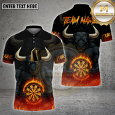 Maxcorners Darts Bull Angry Flame Bullseye Multicolor Options Personalized Name, Team Name 3D Shirt (4 Colors)