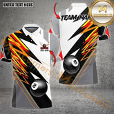 Maxcorners Billiard 8 Ball Twin Lightning Multicolor Options Personalized Name, Team Name 3D Polo Shirt (4 Colors)
