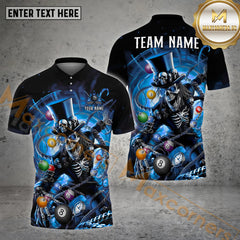 Maxcorners Billiard Skull Ball Pattern Personalized Name, Team Name 3D Polo Shirt (4 Colors)