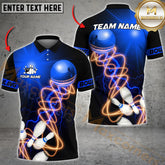 Maxcorners Bowling Ball & Pins Light Bowling Ball Multicolor Options Personalized Name, Team Name 3D Shirt (4 Colors)