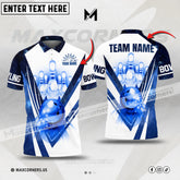 Maxcorners Bowling Galaxy Pattern Multicolor Option Customized Name, Team Name 3D Polo Shirt (5 Colors)