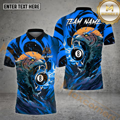 Maxcorners Billiard Tiger 8 Ball Pattern Personalized Name, Team Name 3D Polo Shirt (4 Colors)